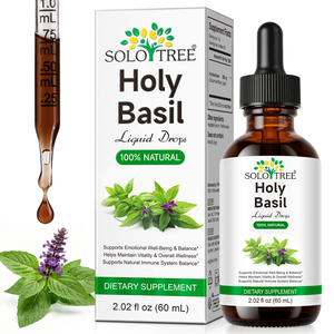 SOLOTREE Integratore Biologico Vegano di Foglie di Basilico Sacro, Estratto Liquido in Gocce per Mantenere la Vitalità e il Supporto Emotivo - Product Image 1