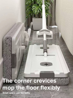 Serpillère plate 360° pliable avec seau en acier, roues portables et tête en microfibre pour le nettoyage des sols, idéale pour la maison et le lavage de voitures