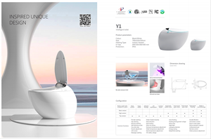 WC intelligent monobloc en céramique avec <span class=keywords><strong>chasse</strong></span> siphonique, télécommande, chauffage de siège, fonction flottante, fixation au sol et siège automatique - Product Image 2