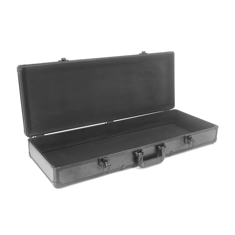 Longue mallette de transport d'instruments en aluminium avec mousse à l'intérieur, mallette de rangement en aluminium