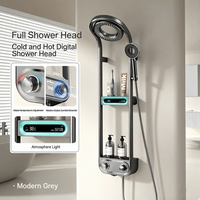 Système de douche cascade à affichage numérique - Ensemble de panneaux de douche à effet pluie haute pression avec tête pivotante multifonction et réglable