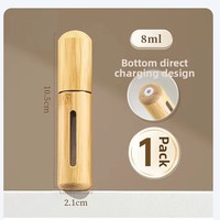 Botol Parfum Bambu Kosmetik Mewah 5ML/8ML Isi Bawah, Botol Semprot Portabel untuk Perjalanan, Hot Stamping