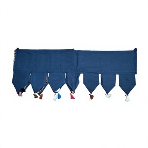 Voilage de porte brodé fait main en patchwork, toran, rideau suspendu, bannière décorative avec pompons pour la décoration de fenêtre - Product Image 3