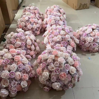 EG-WD56 50cm 60cm 70cm Rose Blanc Rouge Grand Arrangement de Roses Boule de Fleurs Artificielles Centres de Table pour Décoration de Mariage