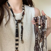 Collier écharpe rétractable en tissu acrylique rétro Maillard Moyamiya Vintage, accessoires de bijoux pour femmes