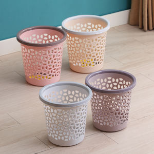 Wastebasket Hollow Round Shape Plastic Lidless Wastepaper <strong>Baskets</strong> Garbage Can - Product Image 2