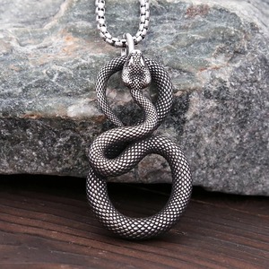 Yunnique-collar con colgante de serpiente para hombre, de acero inoxidable, diseño de cobra, joyería de moda Retro para uso diario - Product Image 2