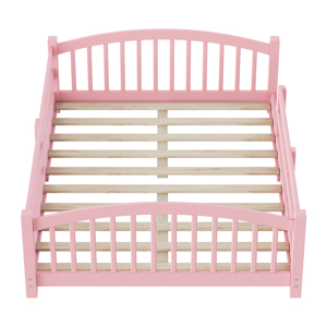 <span class=keywords><strong>Lit</strong></span> <span class=keywords><strong>Montessori</strong></span> rose, taille complète, structure en bois massif avec barrière de sécurité et lattes, mobilier de chambre pour fillettes - Product Image 3