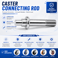 Tige de connexion en acier au carbone zingué pour roulettes, boulon d'axe à insertion de roue LY-040, quincaillerie de remplacement pour roulettes industrielles