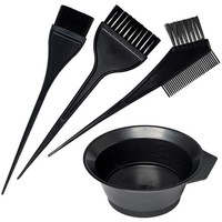 Ensemble d'outils de coloration des cheveux, 4 pièces, bol mélangeur en plastique, pinceaux à teinture, peigne double face pour salon
