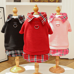 Manteau en polaire à carreaux pour chiens et chats, vêtements d'automne et d'hiver, design mignon, vêtements pour petits chiens et chats, couleurs rouge, rose, noir disponibles - Product Image 4