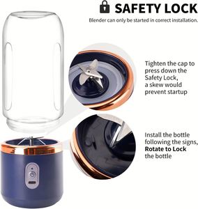 Licuadora Portátil Recargable por USB con Cuchilla de Acero Inoxidable de 400 ml para Frutas, Hielo y Smoothies, Diseño Antiderrames y Silencioso para Exteriores y Automóvil - Product Image 3