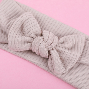 Mùa Thu 2025 Bé Cô Gái Gân Đan Headbands Trẻ Sơ Sinh Toddler Rắn Màu Sắc Hàng Đầu Thắt Nút Bé Turban Headband Và Cung - Product Image 6