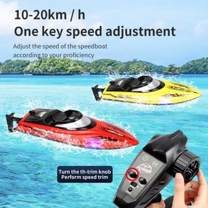 Bateau RC HJ811 2.4G 4CH étanche, bateau de course électrique haute vitesse 25 km/h avec lumière LED, jouets pour lacs et piscines en plein air - Product Image 6