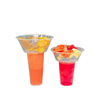 Cangkir Plastik Freyo Tower 2 in 1 untuk Es Krim, Jus, Boba, Teh Buah, dengan Wadah Snack di Atasnya, Ukuran 500ml dan 700ml