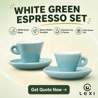 Tasse à expresso et soucoupe en céramique blanche brillante avec anse en B, tasse à café et à thé en porcelaine moderne pour la maison, le bureau, le café, l'hôtel, le restaurant, cadeau