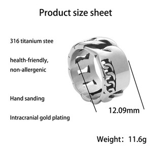 Men's <b>Titanium</b> Steel <b>Chain</b> Ring Hollow Geometric Design Silver Color Gift Jewelry 260115 - Product Image 5