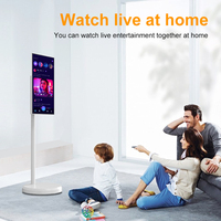Televisor Portátil Inteligente Android de 21.5 Pulgadas con Pantalla Táctil Enrollable, Altavoz Integrado Blanco y Ruedas, Full HD LED IPS