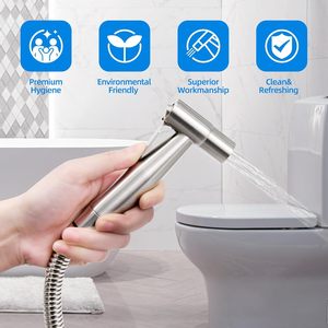 Pulvérisateur de bidet portatif en acier inoxydable avec <span class=keywords><strong>jet</strong></span> réglable, <span class=keywords><strong>kit</strong></span> de <span class=keywords><strong>toilette</strong></span> avec tuyau, douche musulmane pour le nettoyage des couches et des salles de bain - Product Image 1
