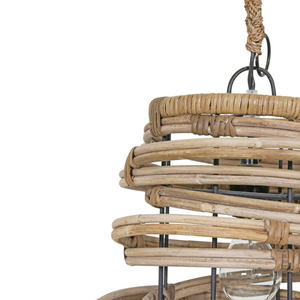 La lampe 008 B combine le rotin naturel et le fer robuste dans un design moderne et artistique, idéale pour sublimer les halls d'hôtels et les salons. - Product Image 2