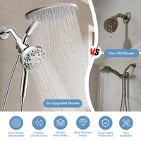 Système de douche pluie magnétique 3-en-1 avec finition chromée, modes de sortie d'eau et inverseur, ensemble de douche haute pression