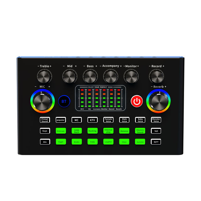 2024 ALL Design About F009 Live Sound Card Microphone Mobile Phone Voice Changer Karaoke for Broadcast Recording KTv Game Music