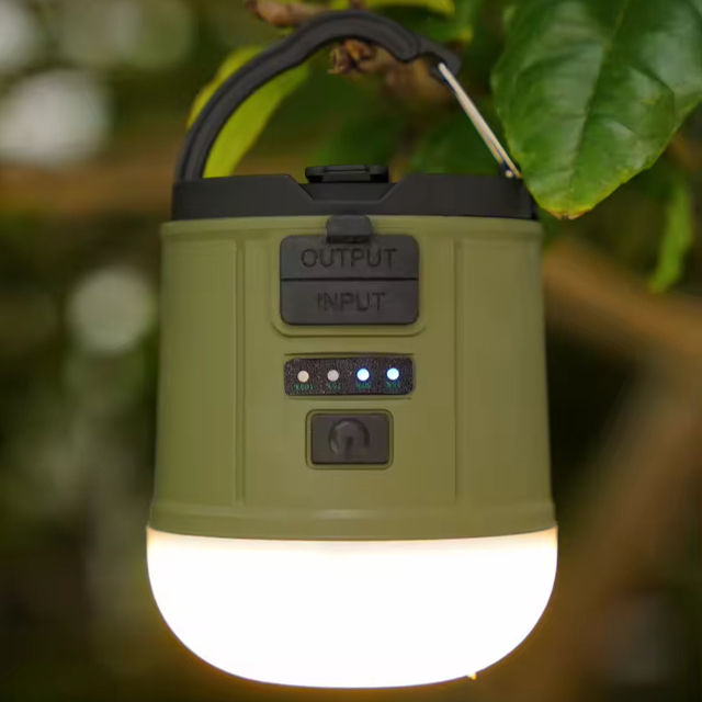 XPE Cob LED Emergency Lantern 300Lm USB Rechargeable with 2400Mah Power Hand Crank Outdoor Camping Lights Green IP65 Certified