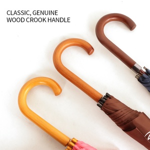 Traditional Postiche Wooden Color Handle UV Protection <b>Umbrella</b> Orange Pattern Luxury Straight <b>Umbrella</b> Fiberglass Metal Frame - Product Image 2