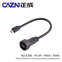 Micro USB tipo bayoneta conector impermeable IP67 conector Micro USB macho a hembra enchufe de Cable