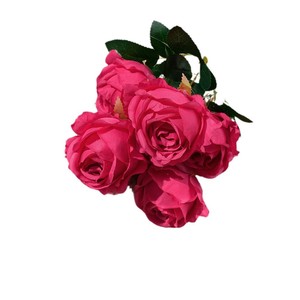 Bouquet de roses artificielles 7 têtes, fleurs en soie couleur pêche, toucher naturel, décoration mariage et maison - Product Image 5