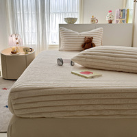 Draps-housses Sabana en peluche Bubble Rabbit, couleur unie, poids lourd, 360 fils °   Protège-matelas épais et chaud à rayures, entièrement enveloppant