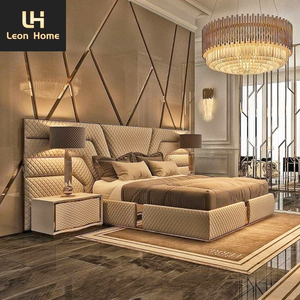 עיצוב עכשווי חדש יוקרתי רך עור כפול מיטה סופר קינג סייז מסגרת מיטה - Product Image 3