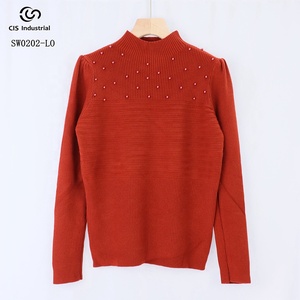 OEM ODM Design personalizzato maglia di base Pullover maglione da <span class=keywords><strong>donna</strong></span> Casual Top lavorato a maglia mezza costola dolcevita stagione invernale Logo anteriore - Product Image 2