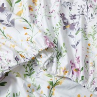 Parure de draps unie à motifs floraux 4 pièces 100% Coton 300 fils/cm² Certifiée OEKO-TEX Anti-boulochage Infroissable Style Européen et Américain