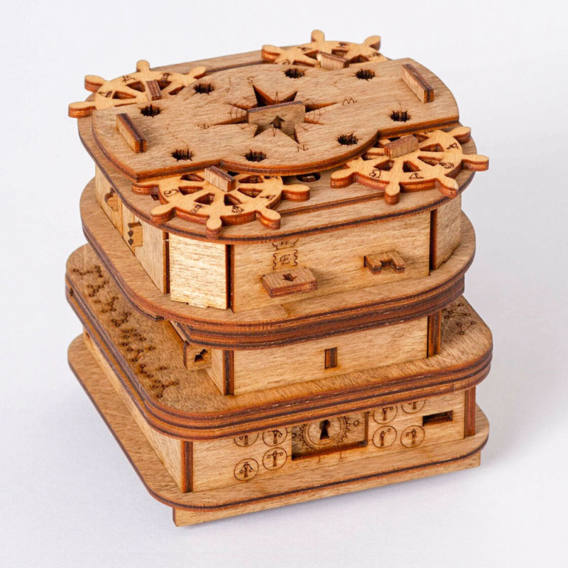 Hot Verkoop 3D Magic Cubes Iq Mind Brain Teaser Puzzels Game Davy Jones 'Locker Houten Puzzel