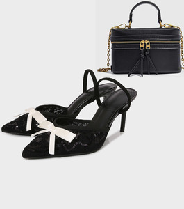 Ensemble de chaussures et de sac en <span class=keywords><strong>jean</strong></span> bleu très populaire pour femmes, pour les soirées, chaussures à bout pointu avec strass et talons hauts, ensemble de chaussures et de sac à main - Product Image 3