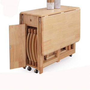 Hot Sale Extendable Wood <b>Folding</b> <b>Dining</b> Room <b>Table</b> <b>Chair</b> Set Space Saving Furniture Smart <b>With</b> Hidden Foldable Seat JH-FDT-3 Din - Product Image 2