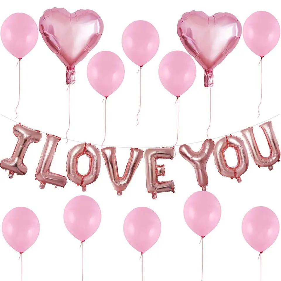 Wedding party decorations I Love You Rose Gold Letter Balloon Custom color latex balloon with atmosphere decoration