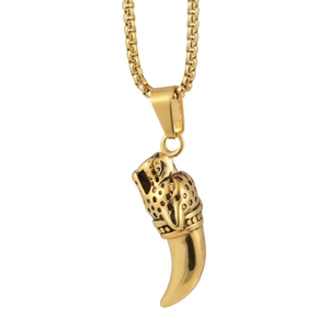 <span class=keywords><strong>Collares</strong></span> de Moda con Colgante de Cabeza de Perro Hip Hop con Dientes de Lobo, de Acero Inoxidable, Resistentes al Agua y al Deslustre, <span class=keywords><strong>para</strong></span> Hombre - Product Image 4
