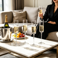 Flûtes à pied long personnalisables avec logo, transparentes, style européen minimaliste de luxe, pour mariage, vente en gros