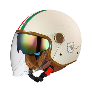 <span class=keywords><strong>Casco</strong></span> moto aperto <span class=keywords><strong>bianco</strong></span> brillante uomo e donna con doppia lente e visiera 3/4 approvato DOT - Product Image 5