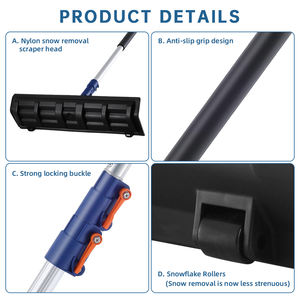 Alat Pembersih Salju Teleskopik dengan Rake Lebar, 3 Bagian Tabung, dan Gagang Anti-Selip untuk Membersihkan Atap Rumah, Truk, dan Daun - Product Image 2