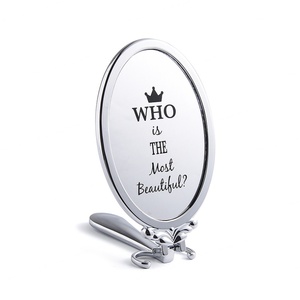 Customized Oval Metal Mirror Foldable Desktop Mirror Handheld Mirror Customizable Logo With PU <b>Pouch</b> - Product Image 4