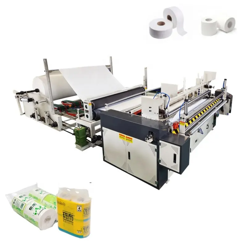 Máquina de fabricación de papel higiénico, línea de producción, rollo Jumbo, rebobinado, embalaje de corte