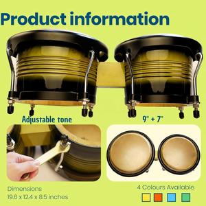 Tambores Bongo de Madera de Roble <span class=keywords><strong>Verde</strong></span> de 7+9 Pulgadas, Directo de Fábrica, con Piel de Vacuno Premium, Tambores de Mano de Madera de Roble con Bolsa, Instrumentos de Percusión - Product Image 5