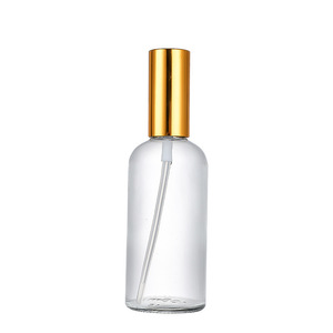Wholesale Clear Glass 100ml <b>Empty</b> Oil <b>Spray</b> <b>Bottle</b> with Gold Silver Aluminum Pump Screw Cap for Skin Care Serum - Product Image 2