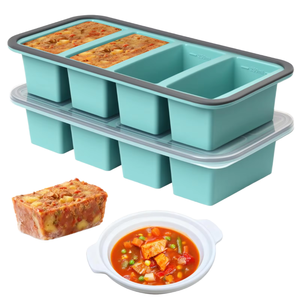 Bandeja de Silicona para Congelador con Tapa, 4 Compartimentos, 250 ml, Libre de BPA, Contenedor de Almacenamiento de Alimentos para Bebés, Apto para Microondas y Lavavajillas - Product Image 1