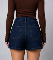 Jupe-culotte en jean double boutonnage taille haute coupe trapèze style vintage décontracté pour femme - Nouvelle collection été - Jean Boyfriend tendance