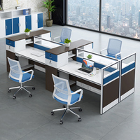 Postes de travail pour le personnel, bureaux individuels en forme de T, poste de travail de bureau à 6 places