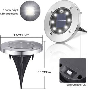 Wholesale 8 LED IP65 Waterproof Solar Buried <b>Lights</b> Auto on Remote Control Garden Landscape Deck Outdoor Lawn <b>Light</b> - Product Image 4